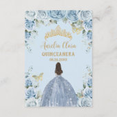 Baby Blue Floral Princess Quinceañera Gebed Kaart (Achterkant)