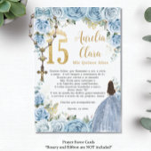 Baby Blue Floral Princess Quinceañera Gebed Kaart