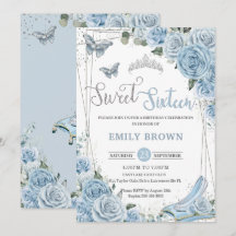 Baby Blue Floral Princess Sweet 16th