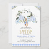Baby Blue Floral Pset Peter Rabbit Baptisme Kaart (Voorkant)