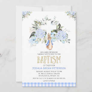 Baby Blue Floral Pset Peter Rabbit Baptisme Kaart