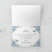 Baby Blue Floral Quinceañera Birthday Princess Bedankkaart (Binnen)
