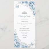 Baby Blue Floral Quinceanera Orde van Evenementen Programmakaart (Achterkant)