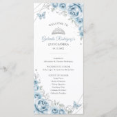 Baby Blue Floral Quinceanera Orde van Evenementen Programmakaart (Voorkant)