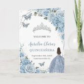 Baby Blue Floral Quinceanera Princess Butterflies Programma (Voorkant)