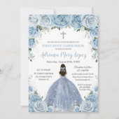 Baby Blue Floral Roos Girl Silver First Community Kaart (Voorkant)