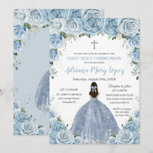 Baby Blue Floral Roos Girl Silver First Community Kaart