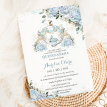 Baby Blue Floral Rozen Princess Coach Quinceanera