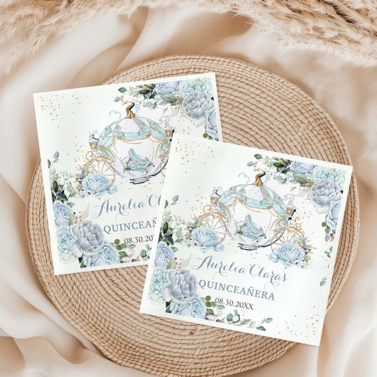 Baby Blue Floral Rozen Princess Coach Quinceanera Servet