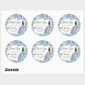 Baby Blue Floral Silver Butterflies Princess Favor Ronde Sticker (Vel)