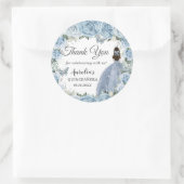 Baby Blue Floral Silver Butterflies Princess Favor Ronde Sticker (Tas)