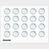 Baby Blue Floral Silver Butterflies Princess Favor Ronde Sticker (Vel)
