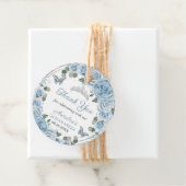 Baby Blue Floral Silver Butterflies Princess Tiara Bedankjes Labels (In situ)