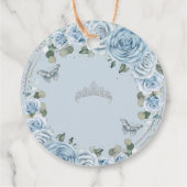 Baby Blue Floral Silver Butterflies Princess Tiara Bedankjes Labels (Achterkant)
