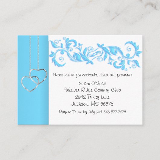 Baby Blue Floral Swirl en White - Ontvang Informatiekaartje (Voorkant)