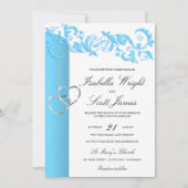 Baby Blue Floral Swirl en White Wedding Kaart (Voorkant)