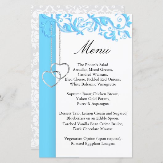 Baby Blue Floral Swirl - Menu (Voorkant / Achterkant)