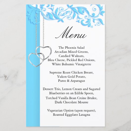 Baby Blue Floral Swirl - Menu (Voorkant)