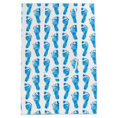 Baby Blue Footprint Medium Gift Bag Cadeauzakje (Achterkant)