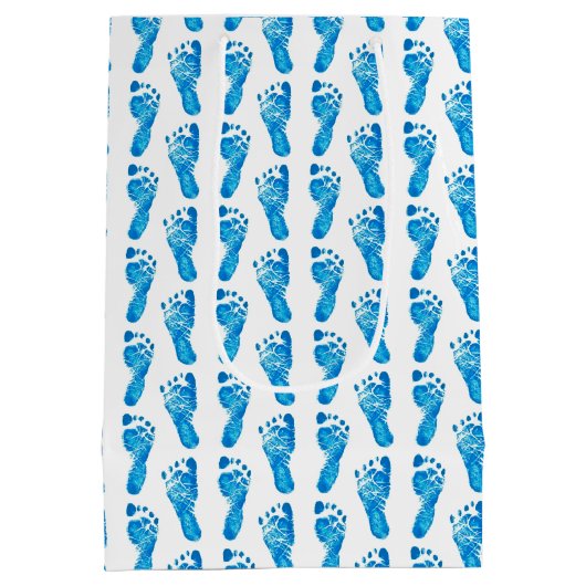 Baby Blue Footprint Medium Gift Bag Cadeauzakje (Achterkant)