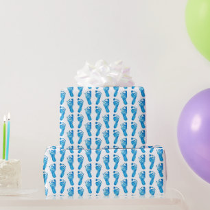Baby Blue Footprint Wrapping Paper Cadeaupapier