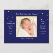 Baby Blue Foto Aankondiging Briefkaart (Voorkant)