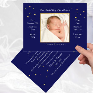 Baby Blue Foto Aankondiging Briefkaart
