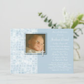 Baby Blue Foto Doop Uitnodigingen (Staand voorkant)