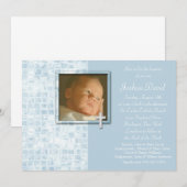 Baby Blue Foto Doop Uitnodigingen (Voorkant / Achterkant)