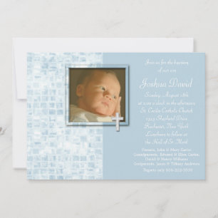 Baby Blue Foto Doop Uitnodigingen