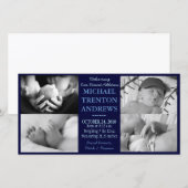 Baby Blue Geboorteaankondiging Collage (jongen) Aankondiging (Voorkant / Achterkant)