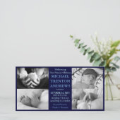 Baby Blue Geboorteaankondiging Collage (jongen) Aankondiging (Staand voorkant)