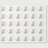Baby Blue gepersonaliseerde naam Baby shower Cadeaupapier (Vlak)