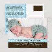Baby Blue Gewoon Charmante Foto Aankondiging Geboo (Voorkant / Achterkant)