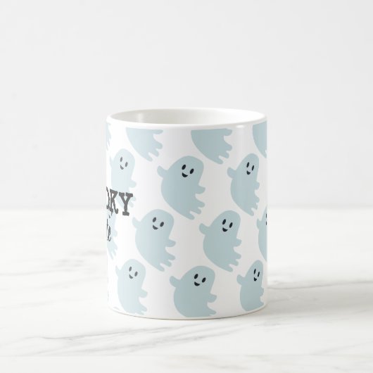 Baby Blue Ghost Halloween Spooky Schattige Koffiemok (Center)