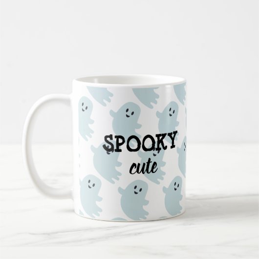 Baby Blue Ghost Halloween Spooky Schattige Koffiemok (Links)