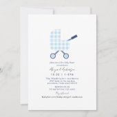 Baby Blue Gingham-Baby shower Kaart (Voorkant)