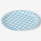 Baby Blue Gingham-controle Papieren Bordje (Gekanteld)
