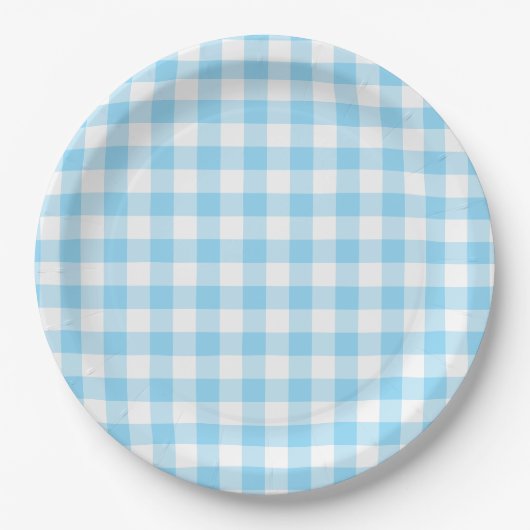 Baby Blue Gingham-controle Papieren Bordje (Voorkant)