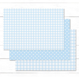 Baby Blue Gingham en Polka Dots. Inpakpapier Vel