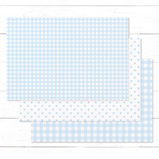Baby Blue Gingham Gift Wraps met country Charme. Inpakpapier Vel