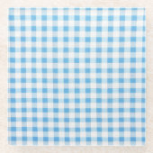 Baby Blue Gingham Glazen Onderzetter (Voorkant)