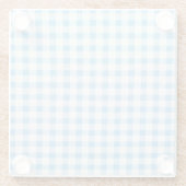 Baby Blue Gingham Glazen Onderzetter (Achterkant)