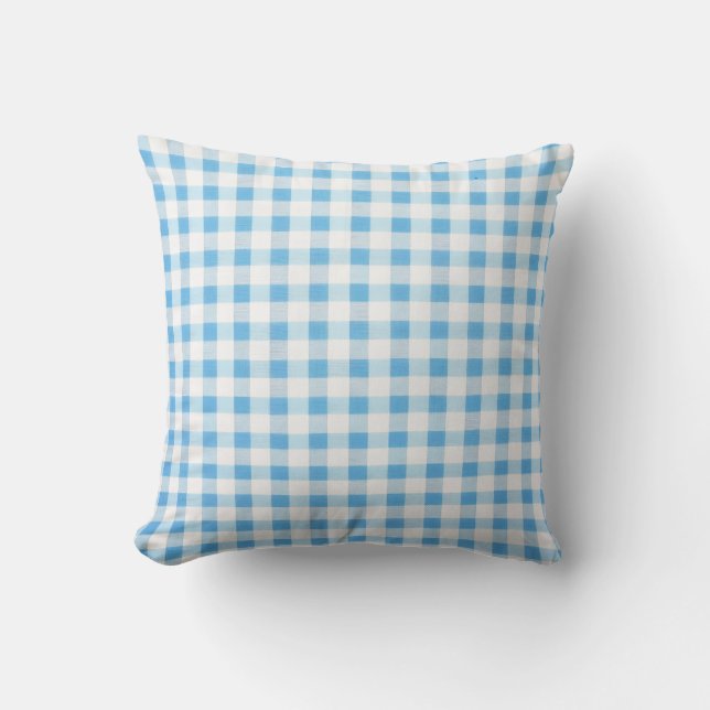 Baby Blue Gingham Kussen (Voorkant)