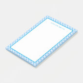 Baby Blue Gingham met Border Post-it® Notes (Schuin)
