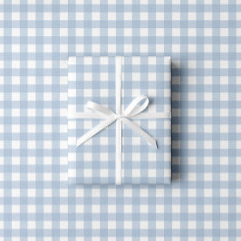 Baby Blue Gingham Patroon Cadeaupapier