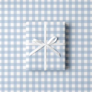 Baby Blue Gingham Patroon Cadeaupapier