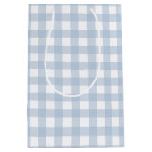 Baby Blue Gingham Patroon Medium Cadeauzakje (Voorkant)