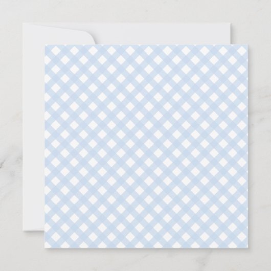 Baby Blue Gingham Pattern Baby shower Invitation Kaart (Achterkant)