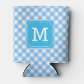 Baby Blue Gingham Personaliseer Monogram Blikjeskoeler (Voorkant)